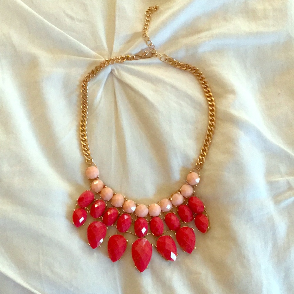 Gold and pink statement necklace